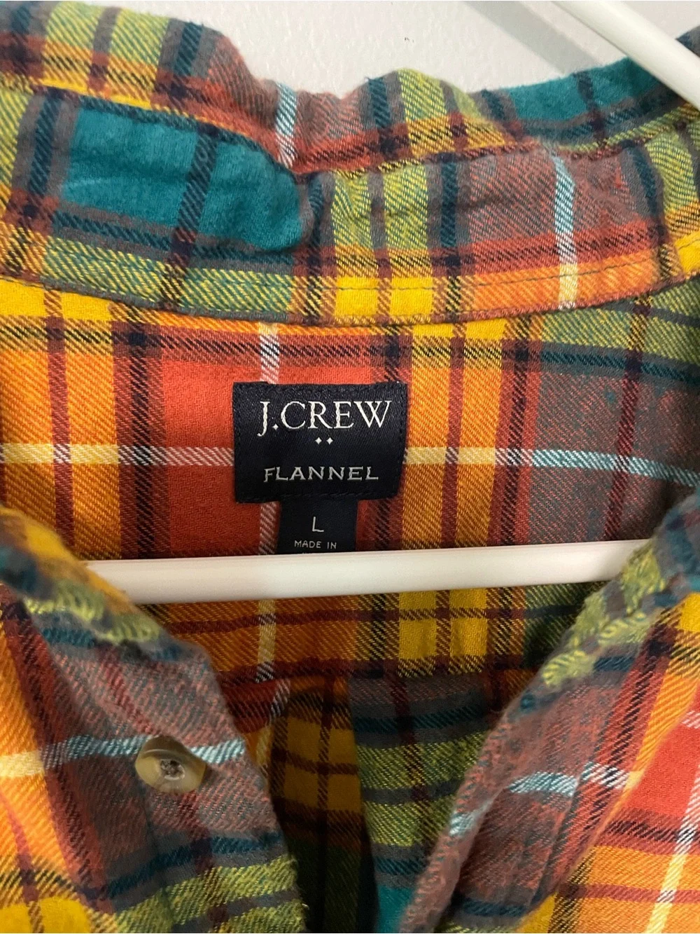 J. Crew Men's Teal, Orange & Yellow Plaid Button-Down Shirt